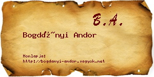 Bogdányi Andor névjegykártya