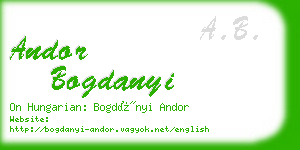 andor bogdanyi business card